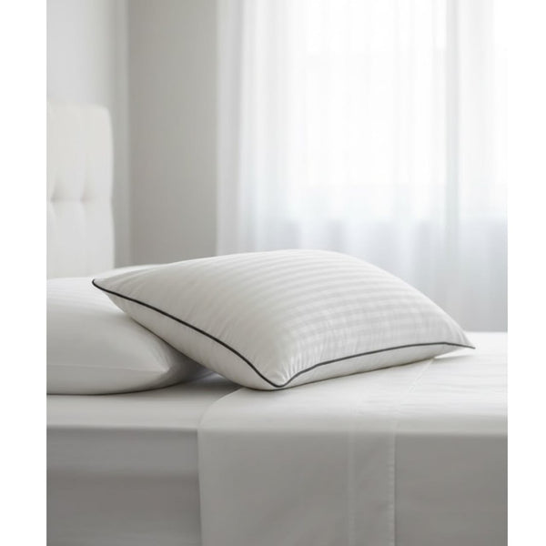 Pack of 2 White Stripe Pillow Pair with Black Piping – Perfect for Home Decor & Sleep