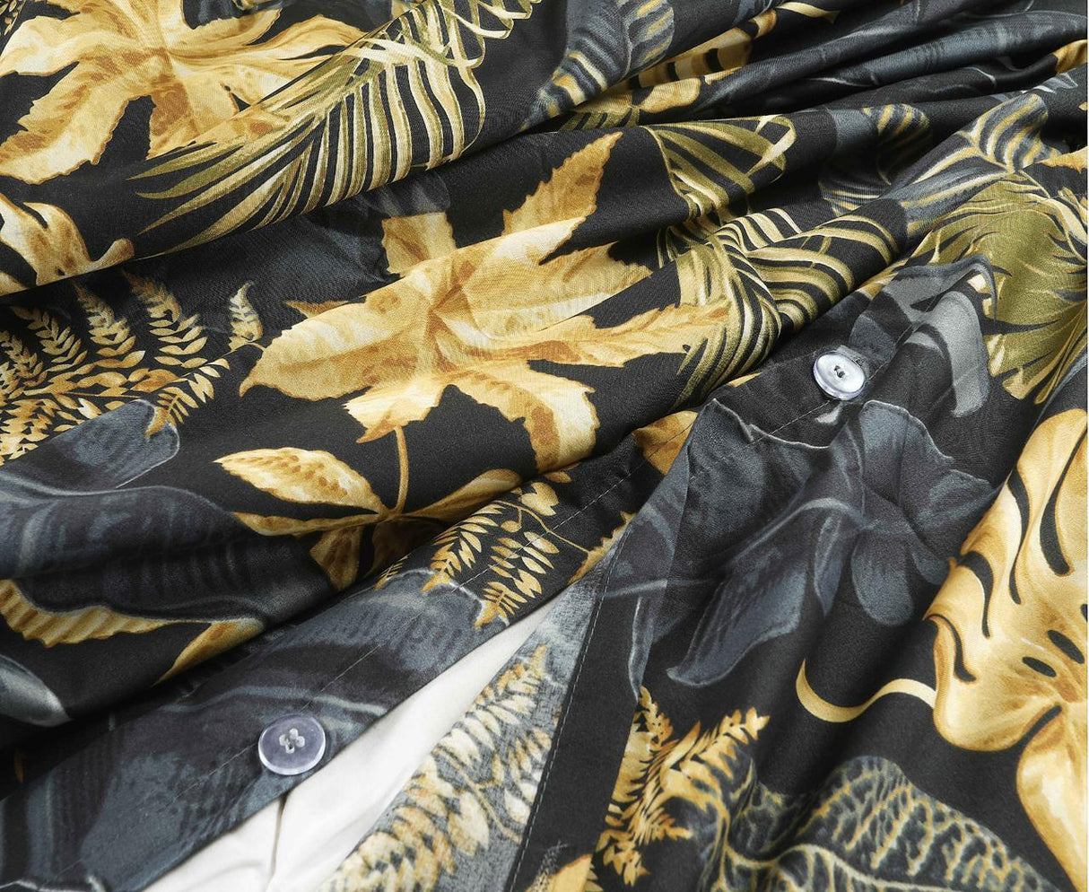 Aurelia black and gold duvet cover button closure detail