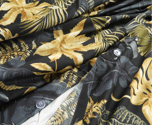 Aurelia black and gold duvet cover button closure detail