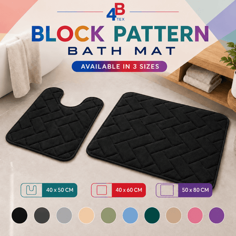 Block Pattern Bath Mat – Black – 40 × 60