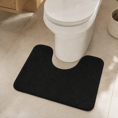 Black U-shape memory foam toilet mat 50x40cm