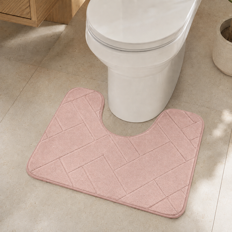 Blush Pink U-shape memory foam toilet mat 50x40cm