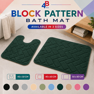 Block Pattern Bath Mat – Dark Green – 40 × 50