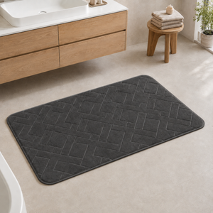 Charcoal rectangular memory foam bath mat 60x40cm and 50x80cm