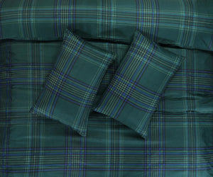Forest Night green tartan duvet cover pillowcase detail
