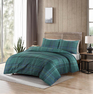 Forest Night green tartan bedding lifestyle view