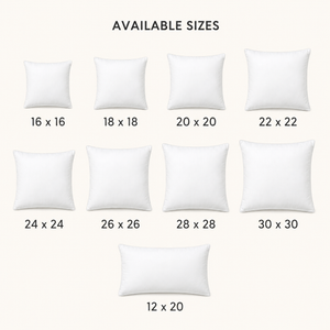 Premium cushion inner pad available sizes guide