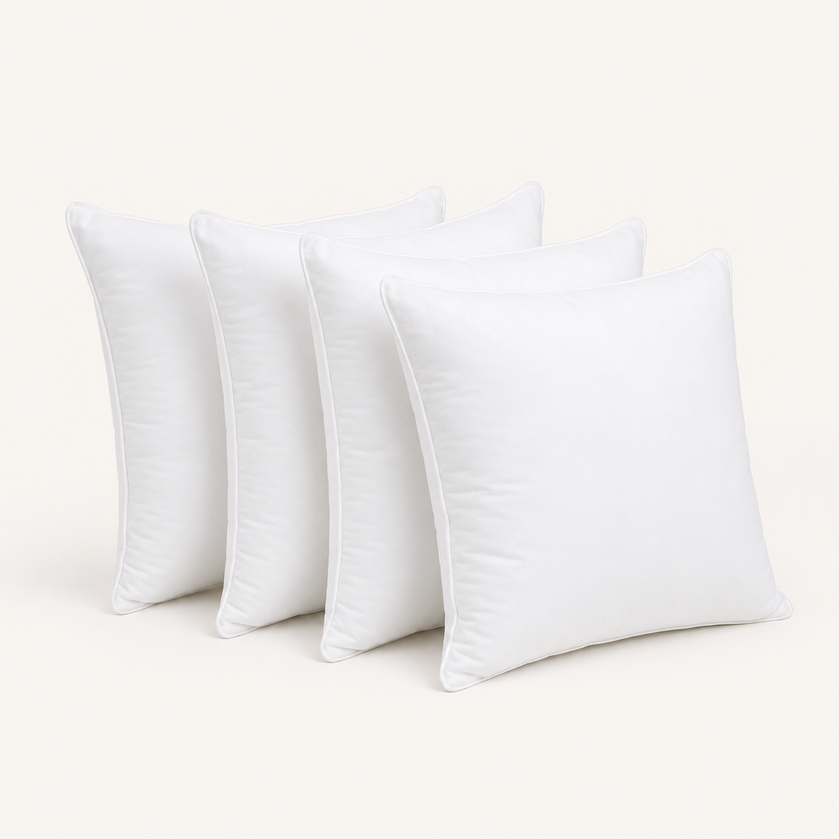 Four premium white cushion inner pads clean studio view
