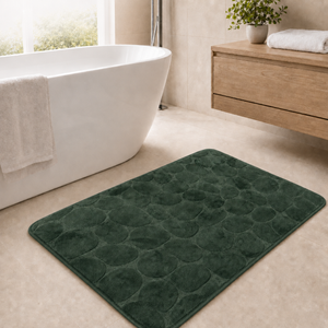 Mink rectangular pebble design memory foam bath mat 60x40cm and 50x80cm