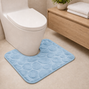 Sage Green U-shape pebble design memory foam toilet mat 50x40cm
