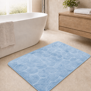 Sky rectangular pebble design memory foam bath mat 60x40cm and 50x80cm