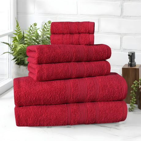 Red cotton towel set folded