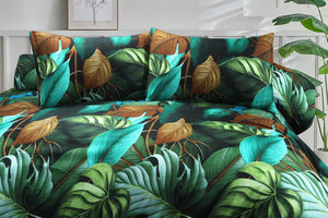 Rain Forest tropical leaf duvet cover pillowcase close-up