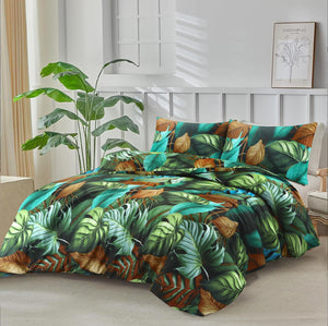 Rain Forest green tropical botanical bedding lifestyle view