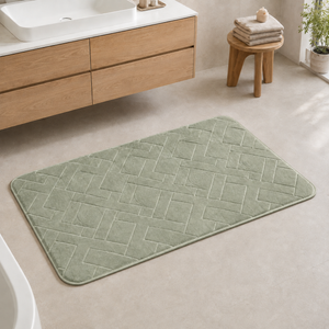 Sage Green rectangular memory foam bath mat 60x40cm and 50x80cm
