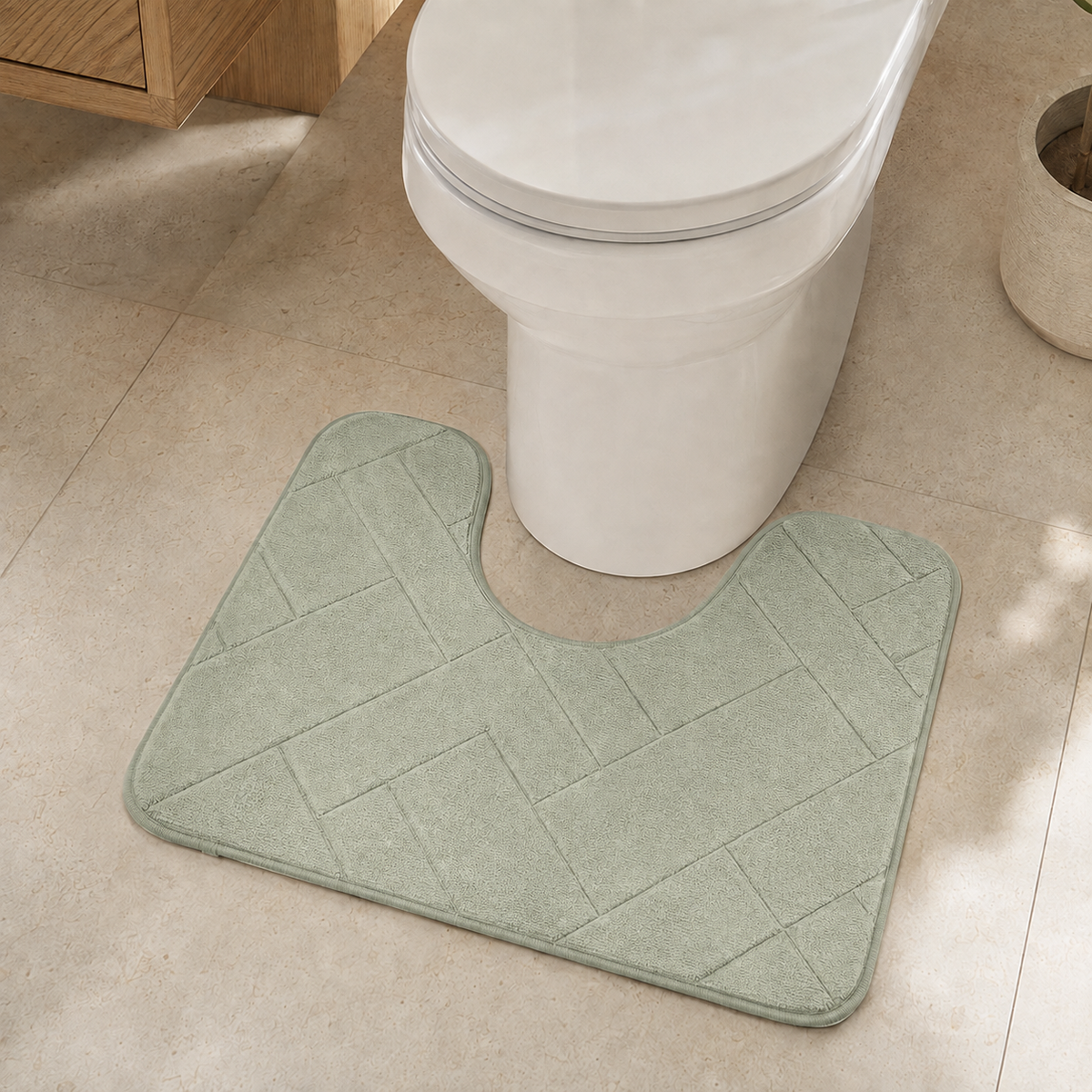 Sage Green U-shape memory foam toilet mat 50x40cm