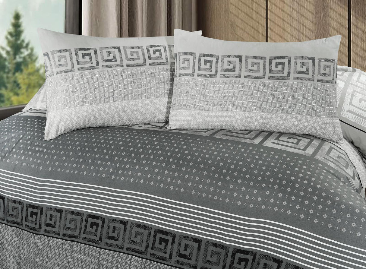Shadow grey printed bedding set close-up