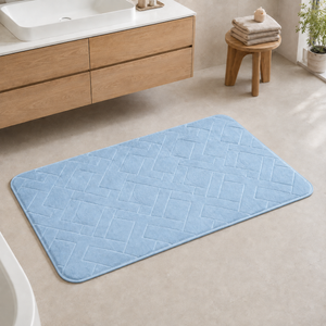 Sky Blue rectangular memory foam bath mat 60x40cm and 50x80cm