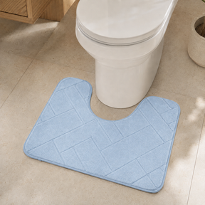Sky Blue U-shape memory foam toilet mat 50x40cm
