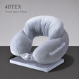 Silver Travelworld U-shaped neck pillow with raised back and front snap fastening — hero view