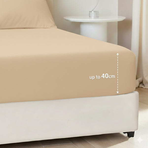 40cm Extra Deep Microfiber Fitted Sheet | Ultra Soft, Wrinkle Free & Secure Fit