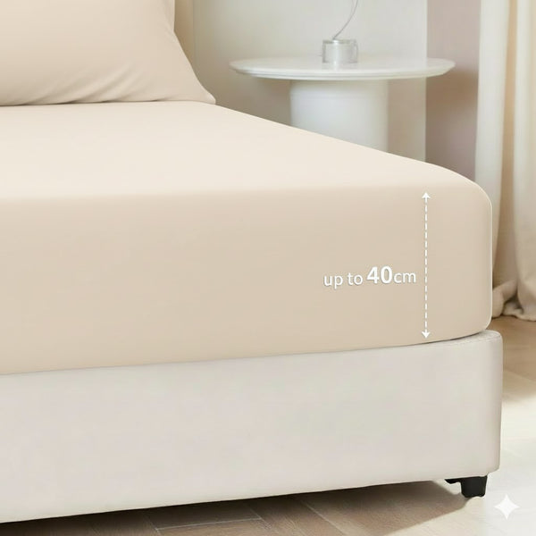 40cm Extra Deep Microfiber Fitted Sheet | Ultra Soft, Wrinkle Free & Secure Fit