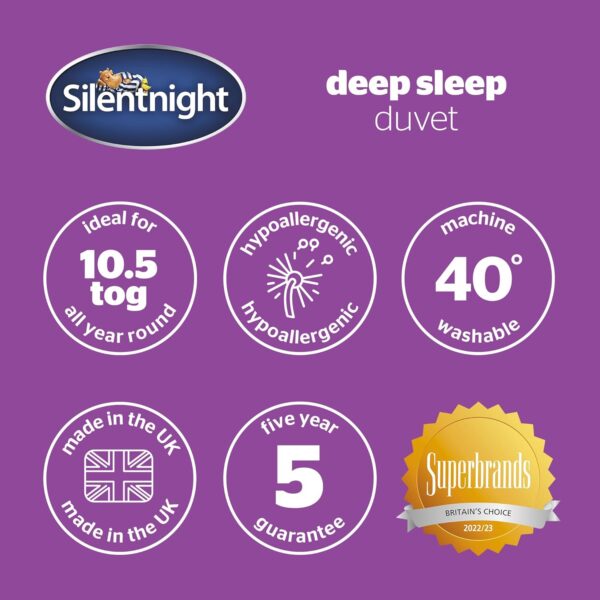 Silentnight Deep Sleep Duvet 10.5 Tog - All Year Round Soft Fluffy Comfortable Duvet - Hypoallergenic Machine Washable - Single, White, 444729GE - Image 8